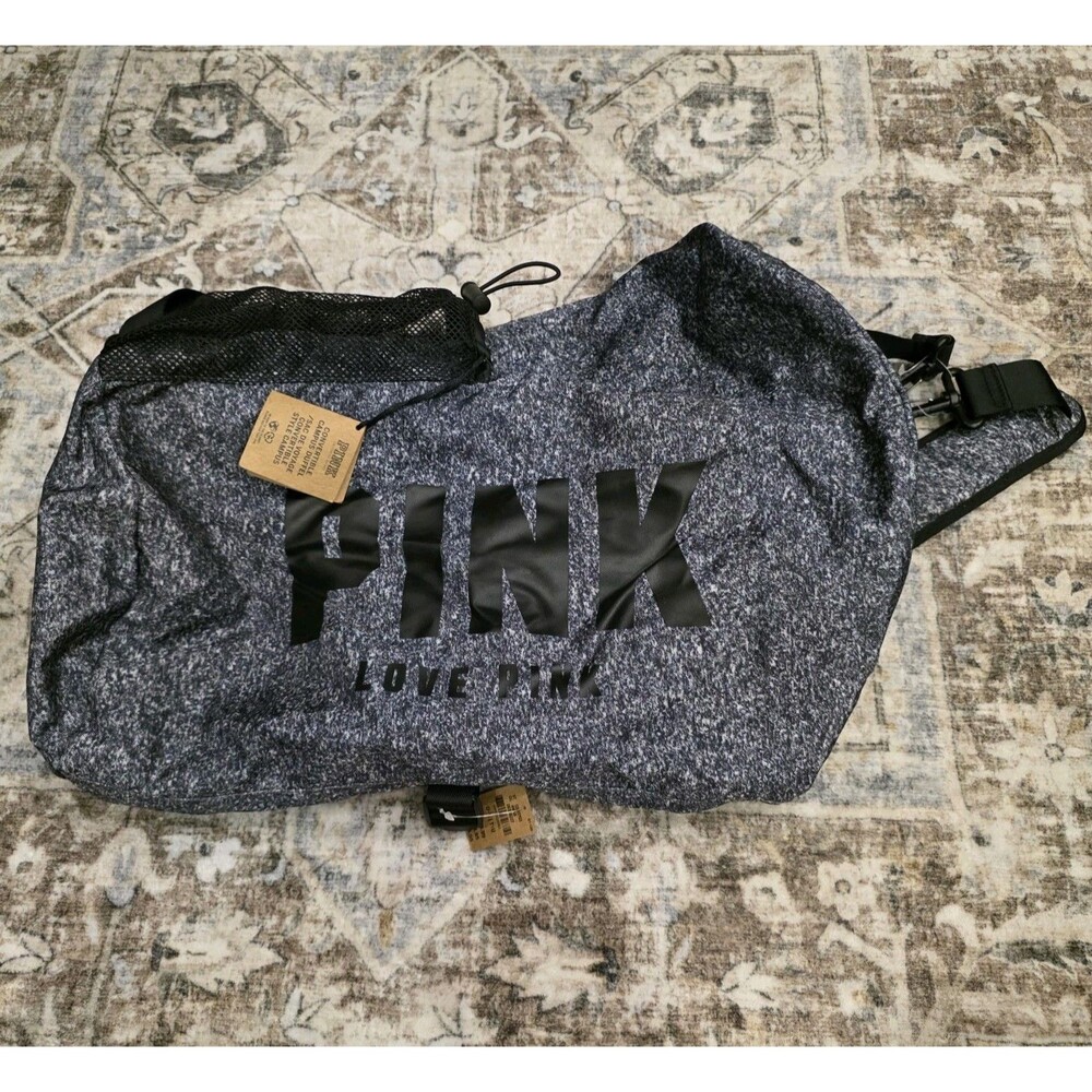 VS PINK Campus Convertible Duffel Backpack Gym Heather Gray Black NWT Weekender